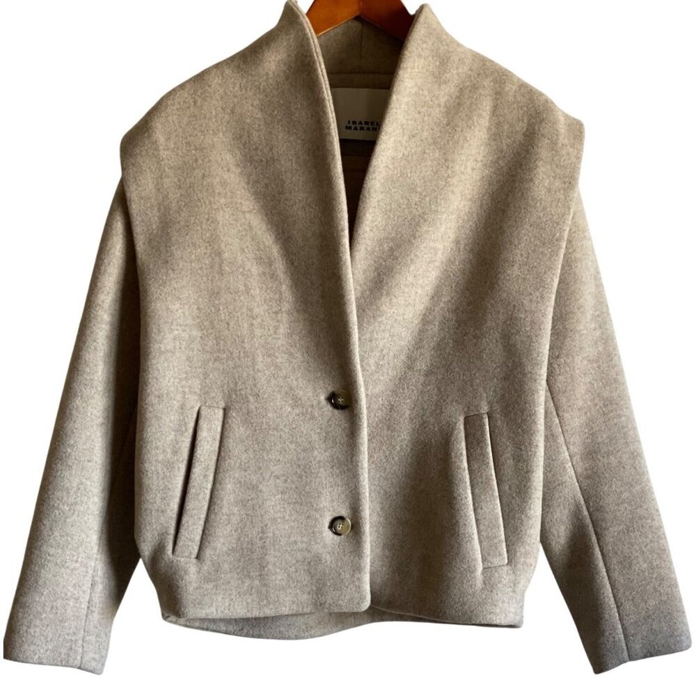 Isabel Marant Drogo Jacket Size 34 US Size 2 Sand Wool - Picture 16 of 16